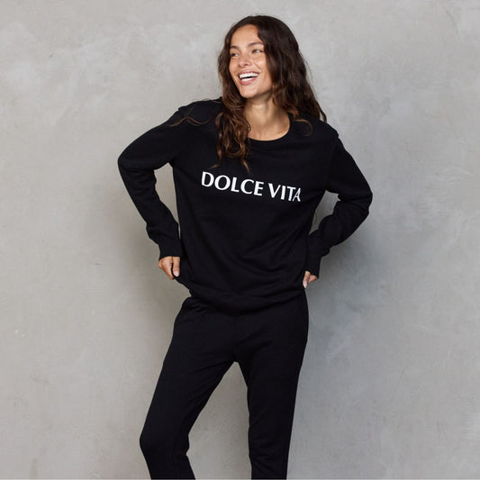 Boyfriend Sweater Black Dolce Vita Sweater Organic Crew 
