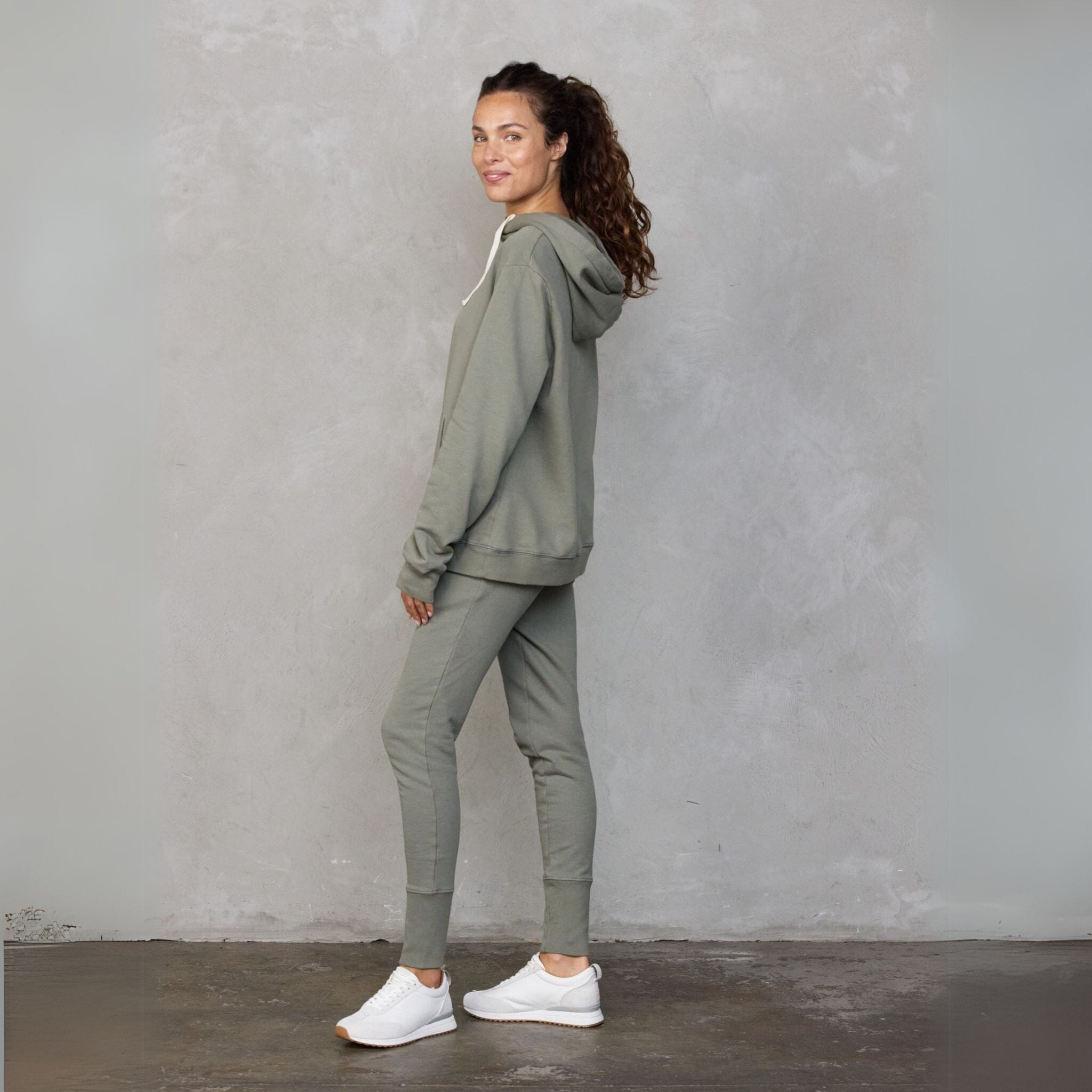 Hoodie Khaki Sweater Organic Crew 