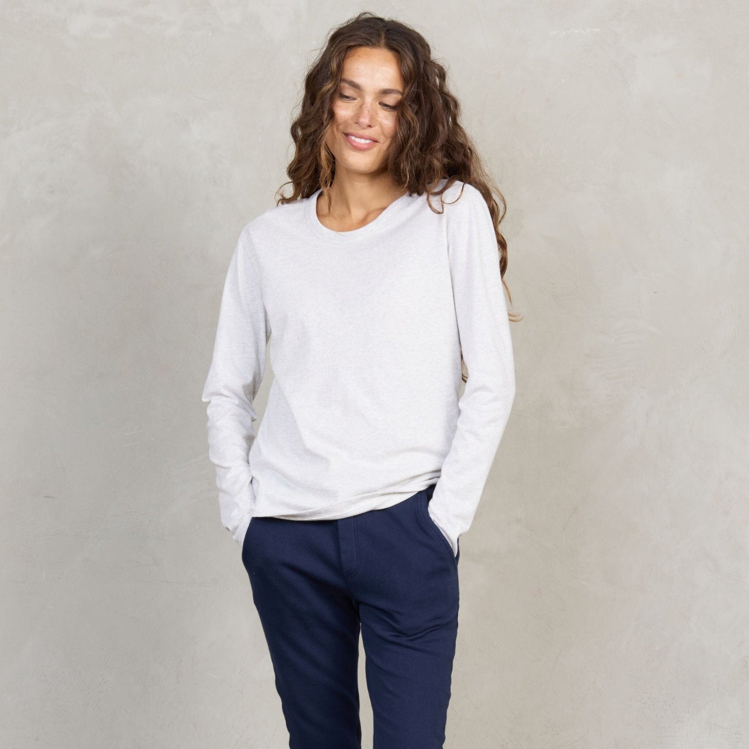 Lily Organic Cotton Long Sleeve Tee Grey Marle l/s tee Organic Crew 