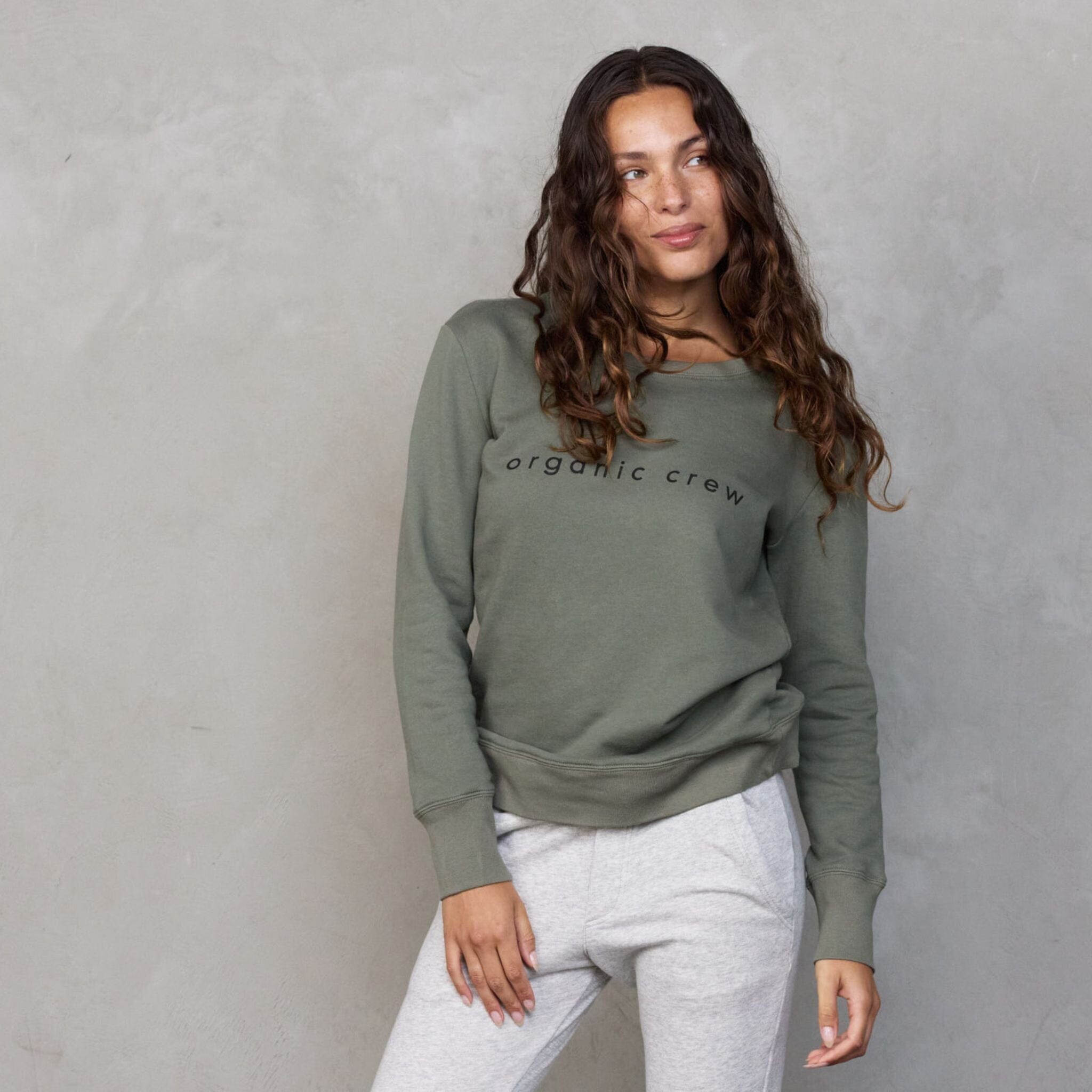 Boyfriend Sweater Khaki OC Sweater Organic Crew 