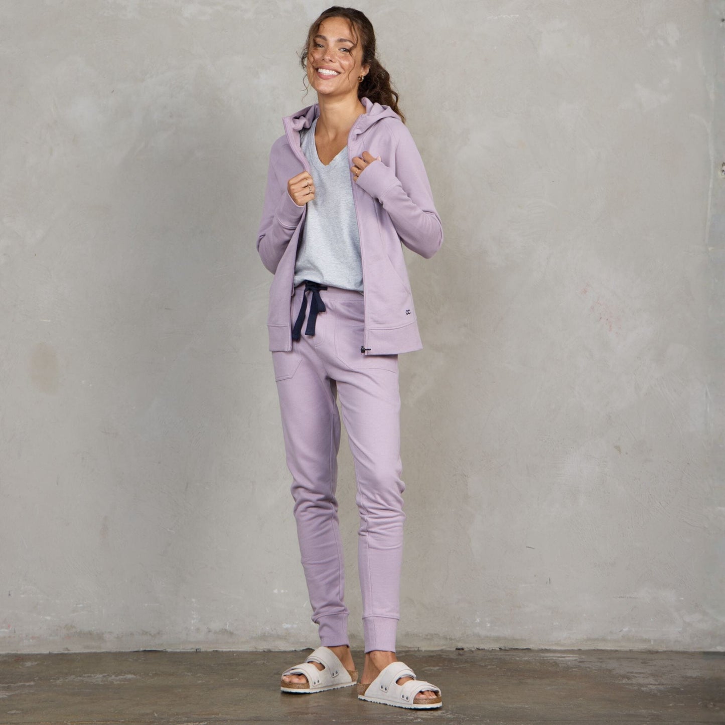 Chloe Organic Cotton Lux Touch Jogger Dusty Rose pants Organic Crew 