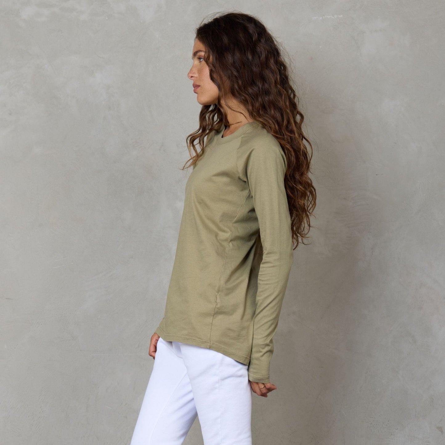 Layer Me Long Sleeve Organic Cotton Tee Khaki l/s tee Organic Crew 
