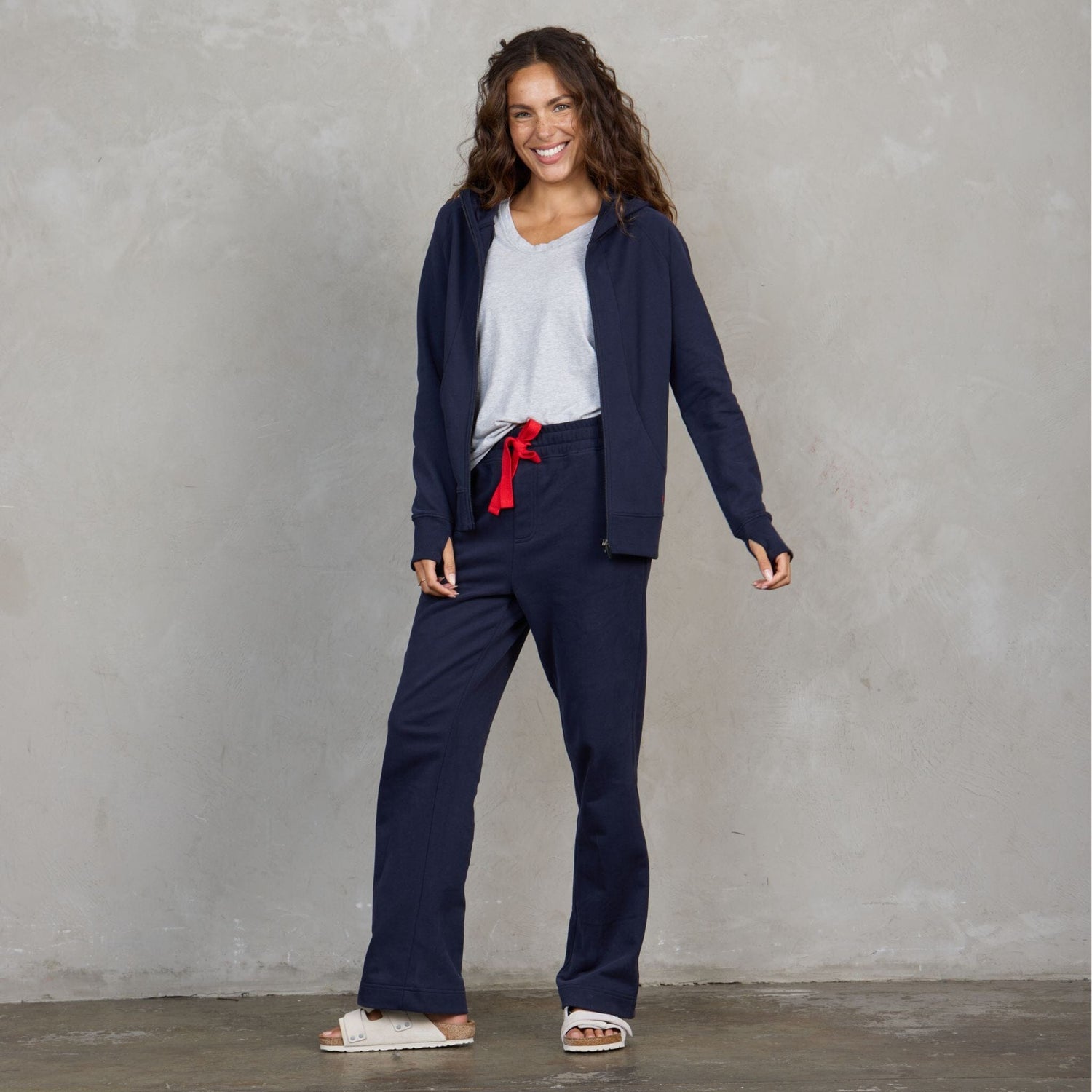 Chloe Organic Cotton Lux Touch Straight Leg Pant Navy pants Organic Crew 