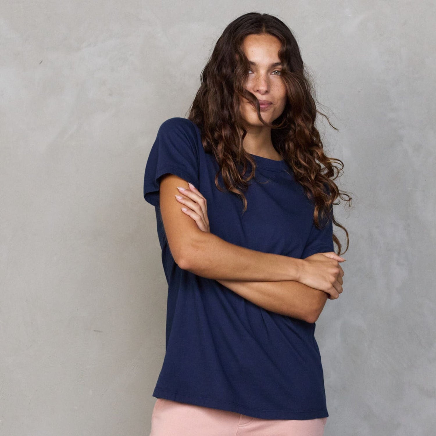 Boyfriend Tee Navy Tee Shirt Organic Crew 