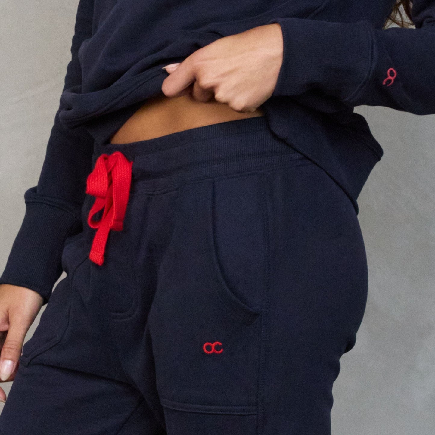 Chloe Lux Jogger Navy pants Organic Crew 