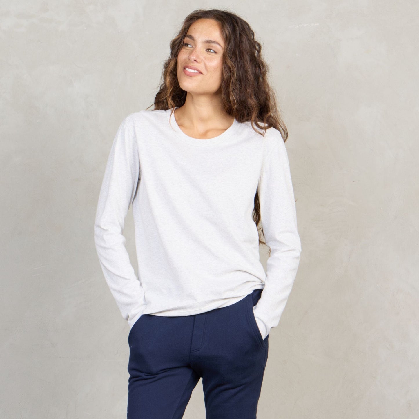 Lily Organic Cotton Long Sleeve Tee Grey Marle l/s tee Organic Crew 