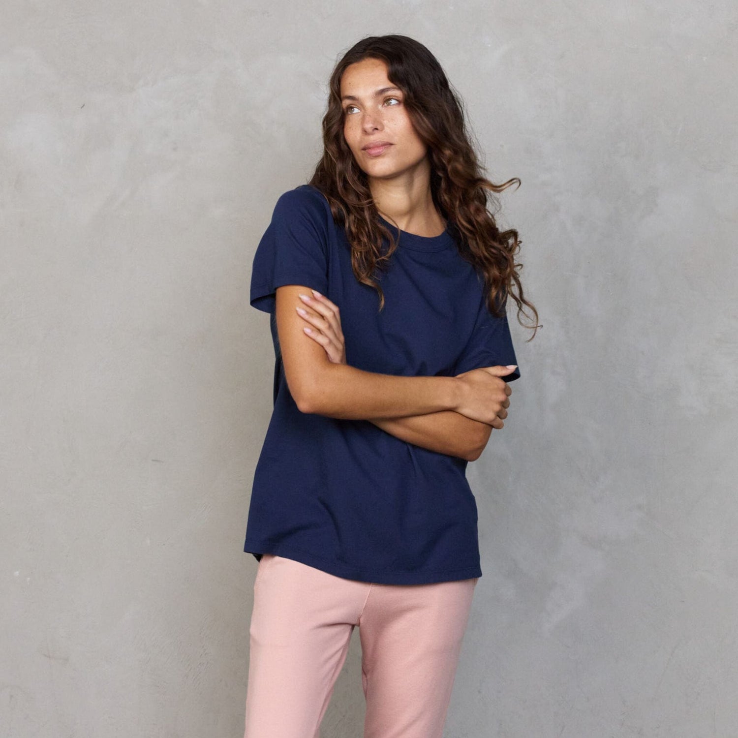 Boyfriend Tee Navy Tee Shirt Organic Crew 