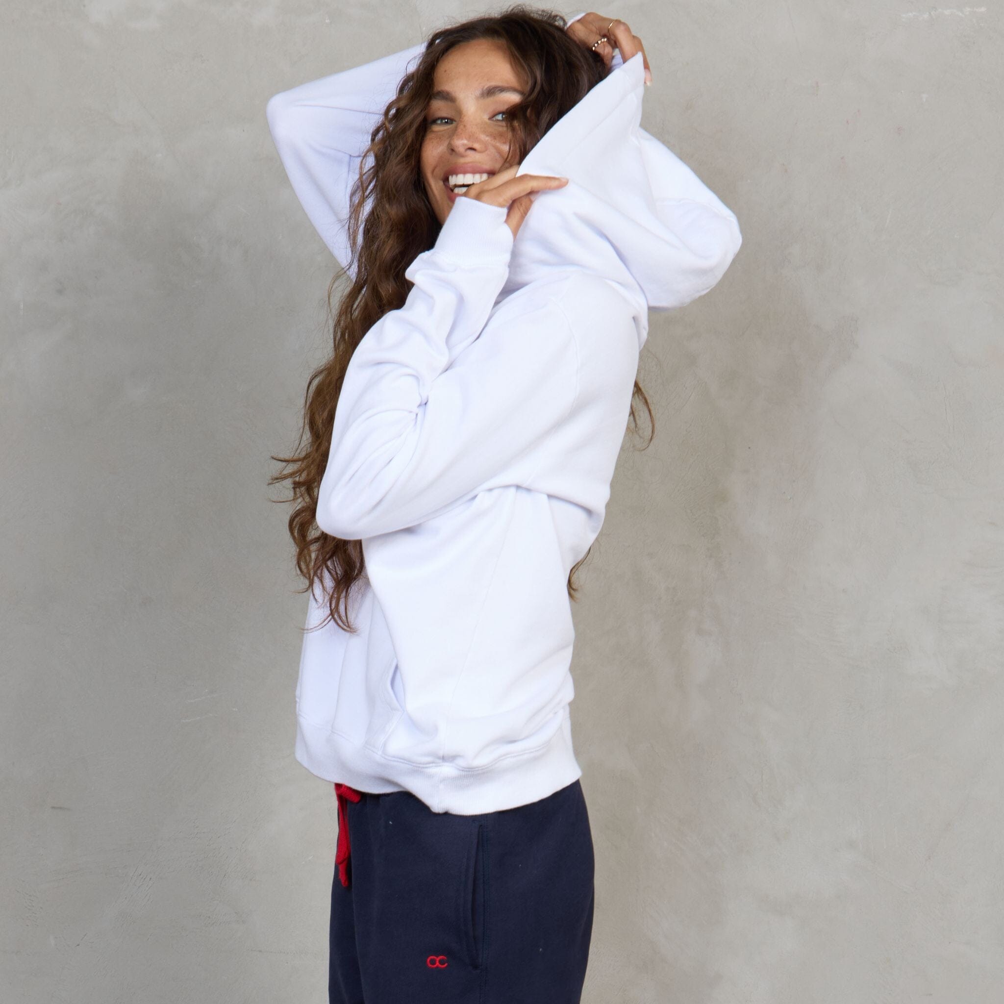 Slouchy Organic Cotton Hoodie White Sweater Organic Crew 