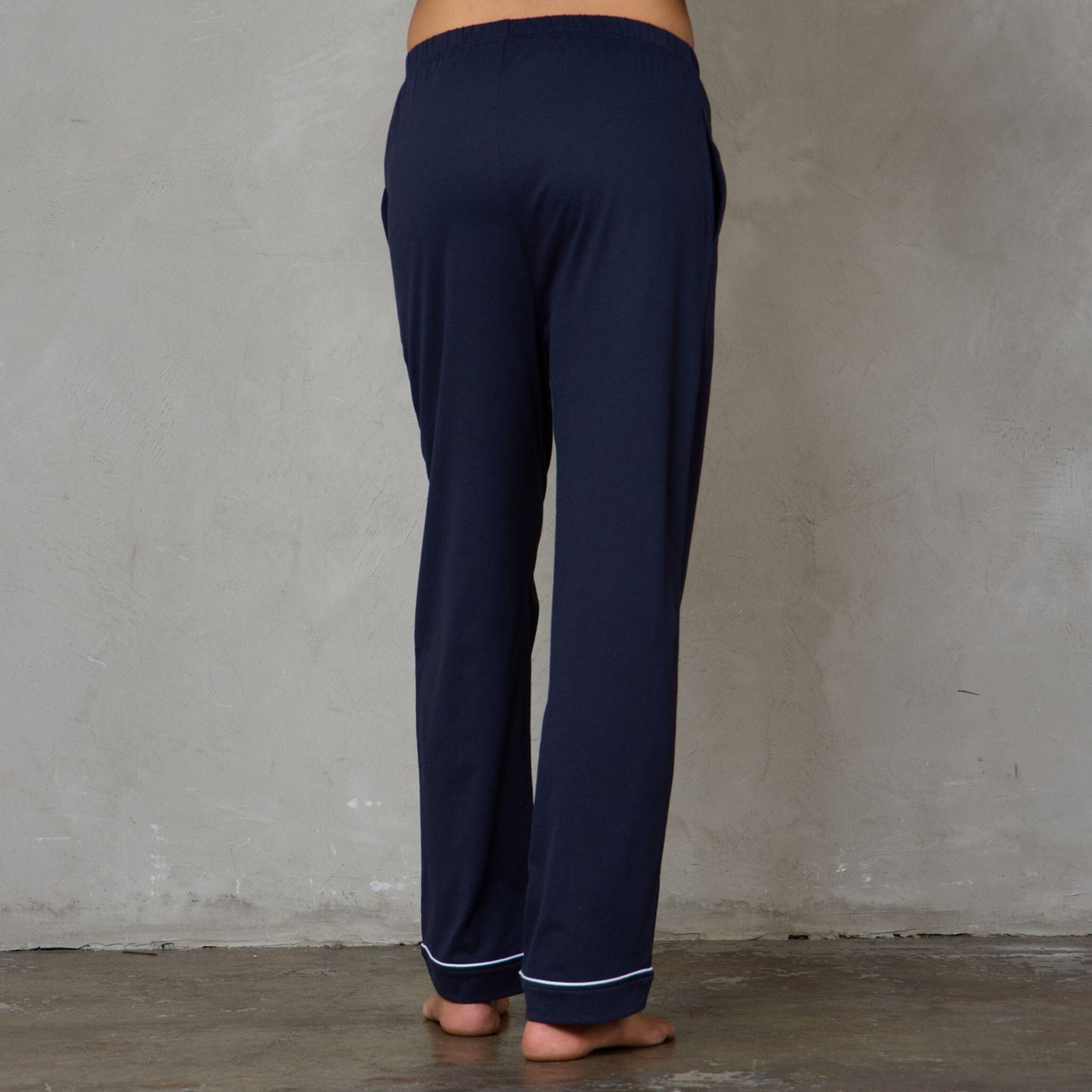 Portsea Long Sleeve Organic Cotton PJ Set Navy pj's Organic Crew 