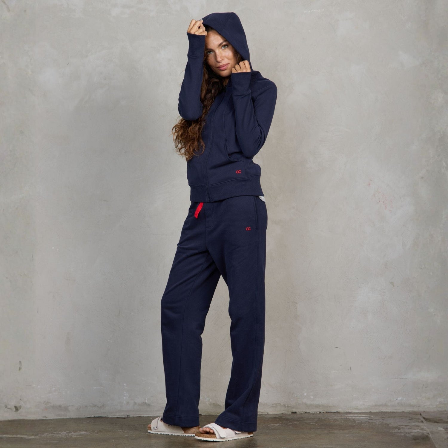 Chloe Organic Cotton Lux Touch Straight Leg Pant Navy pants Organic Crew 