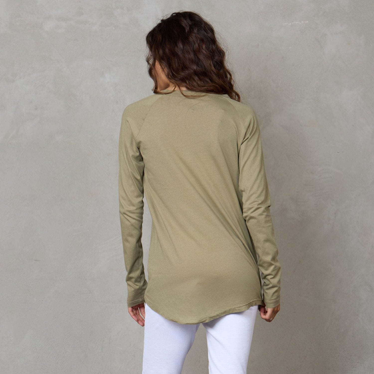 Layer Me Long Sleeve Organic Cotton Tee Khaki l/s tee Organic Crew 