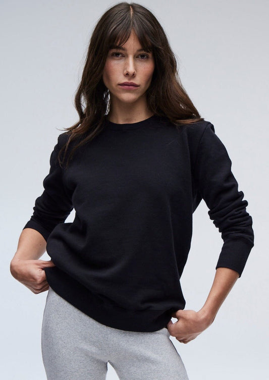 Boyfriend Sweater Black Plain Sweater Organic Crew 