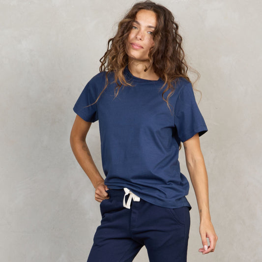 Boyfriend Organic Cotton Tee Navy Tee Shirt Organic Crew 
