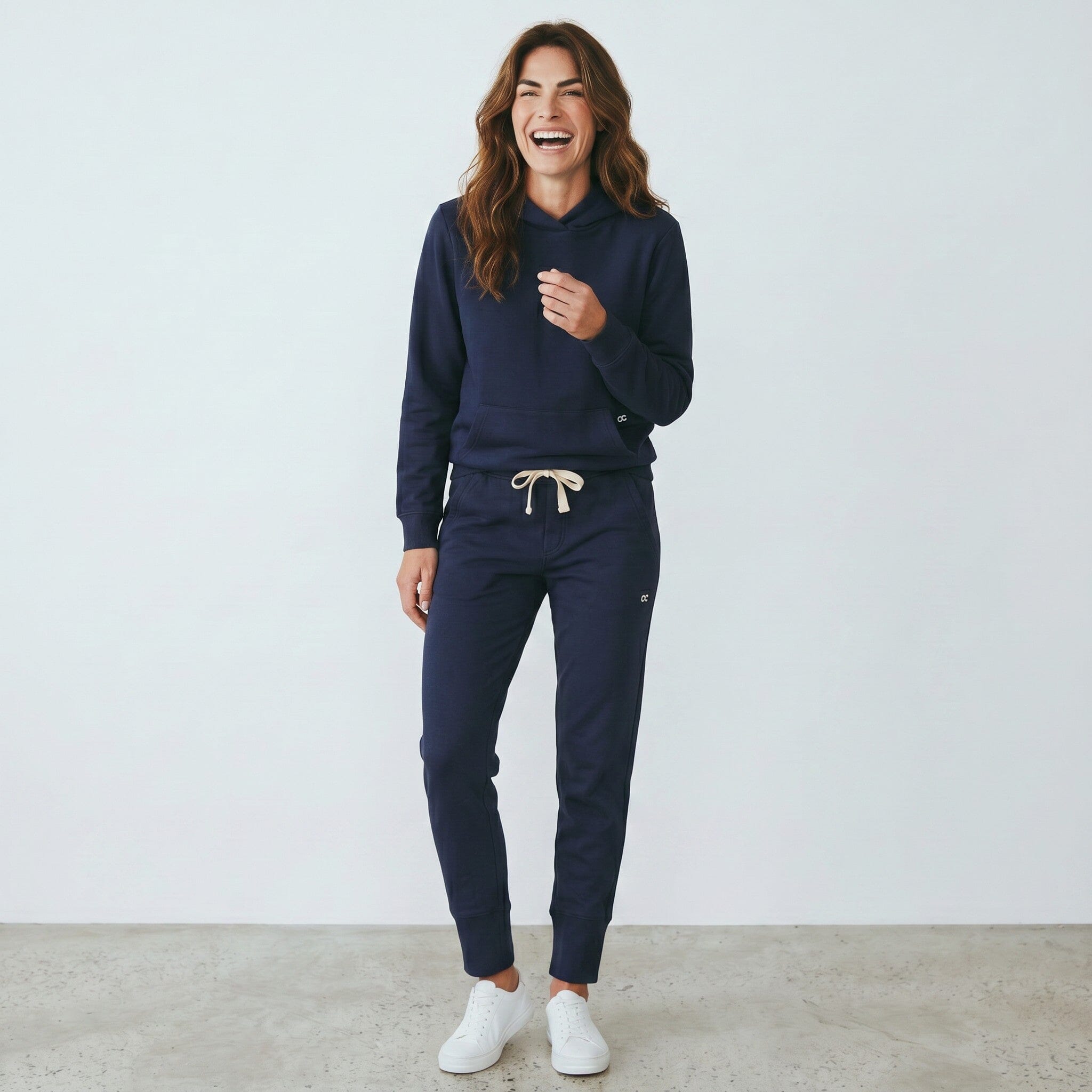 Fleece Slouchy Organic Cotton Hoodie Navy Sweater Organic Crew 