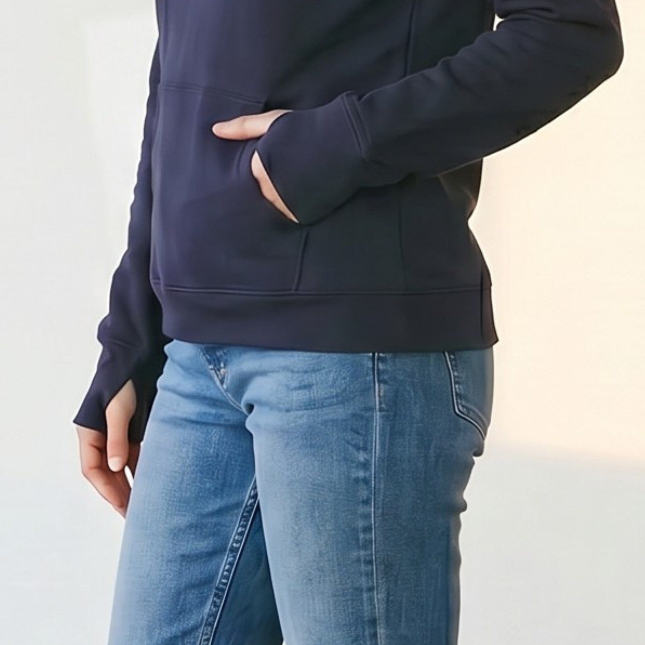 Fleece Slouchy Organic Cotton Hoodie Navy Sweater Organic Crew 
