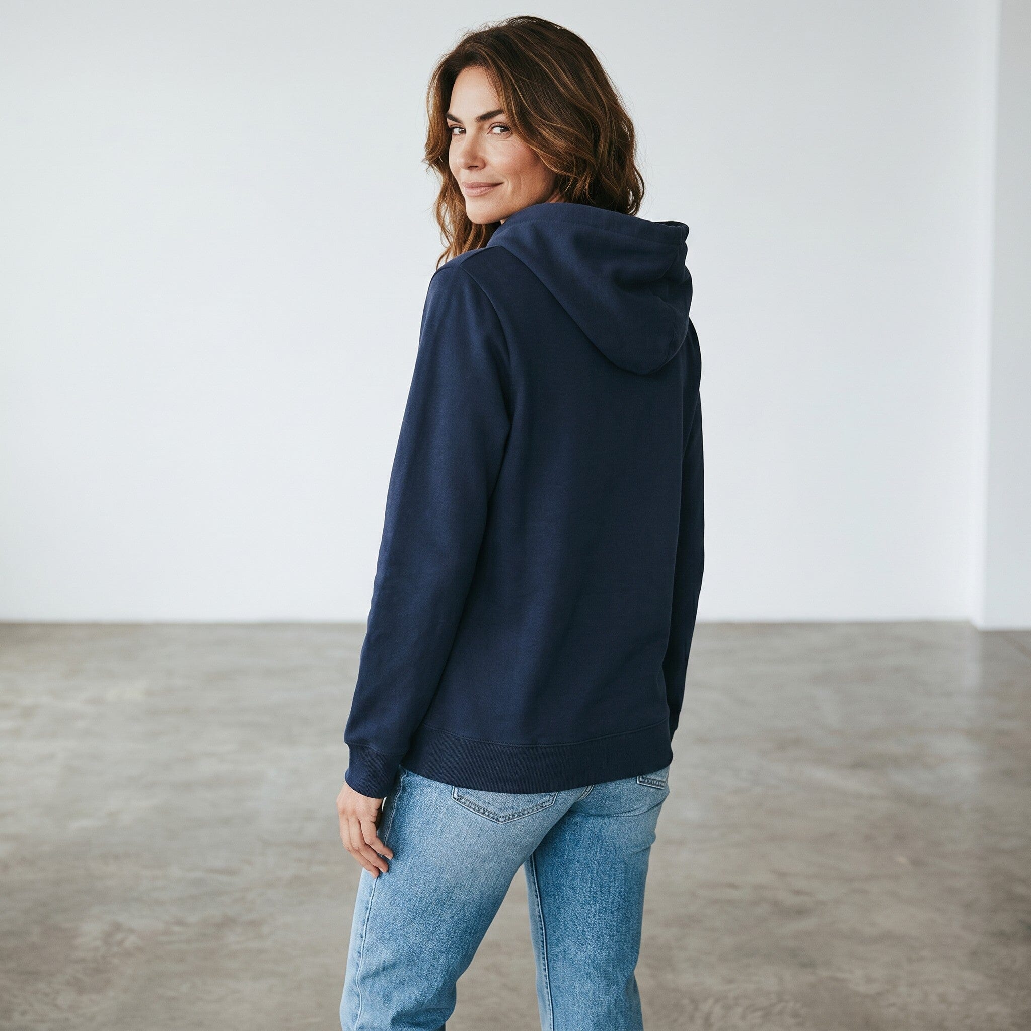 Fleece Slouchy Organic Cotton Hoodie Navy Sweater Organic Crew 