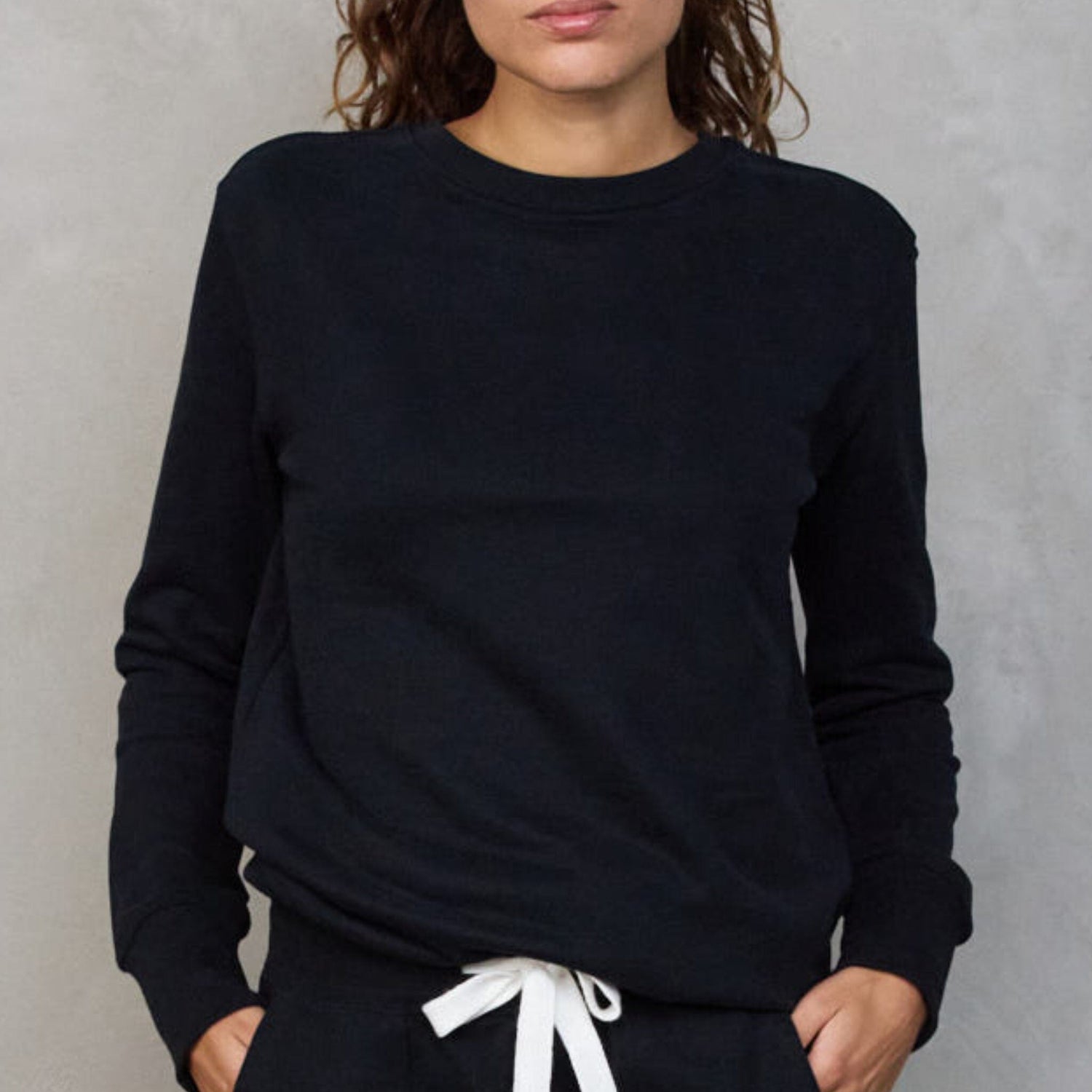 Chloe Lux Touch Sweater Black pants Organic Crew 