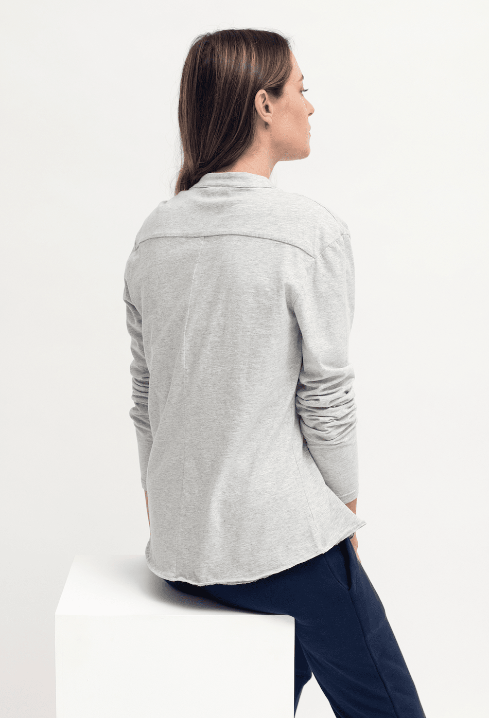 Button Through Shirt Grey Shirt Organic Crew 