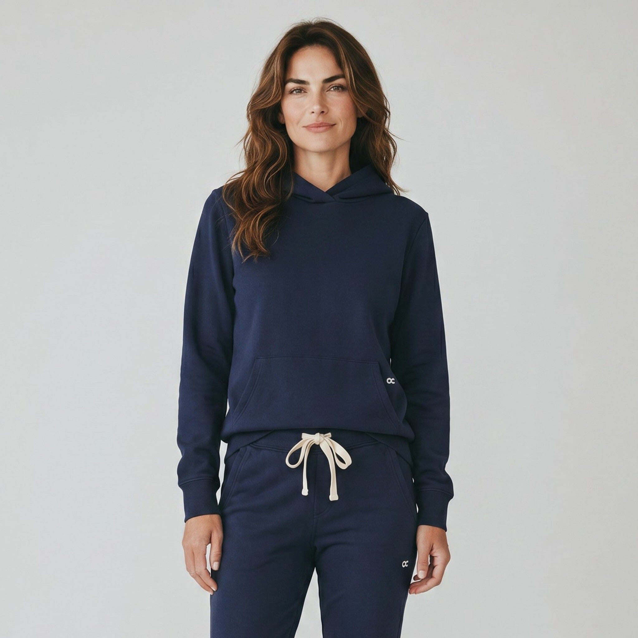 Fleece Slouchy Organic Cotton Hoodie Navy Sweater Organic Crew 