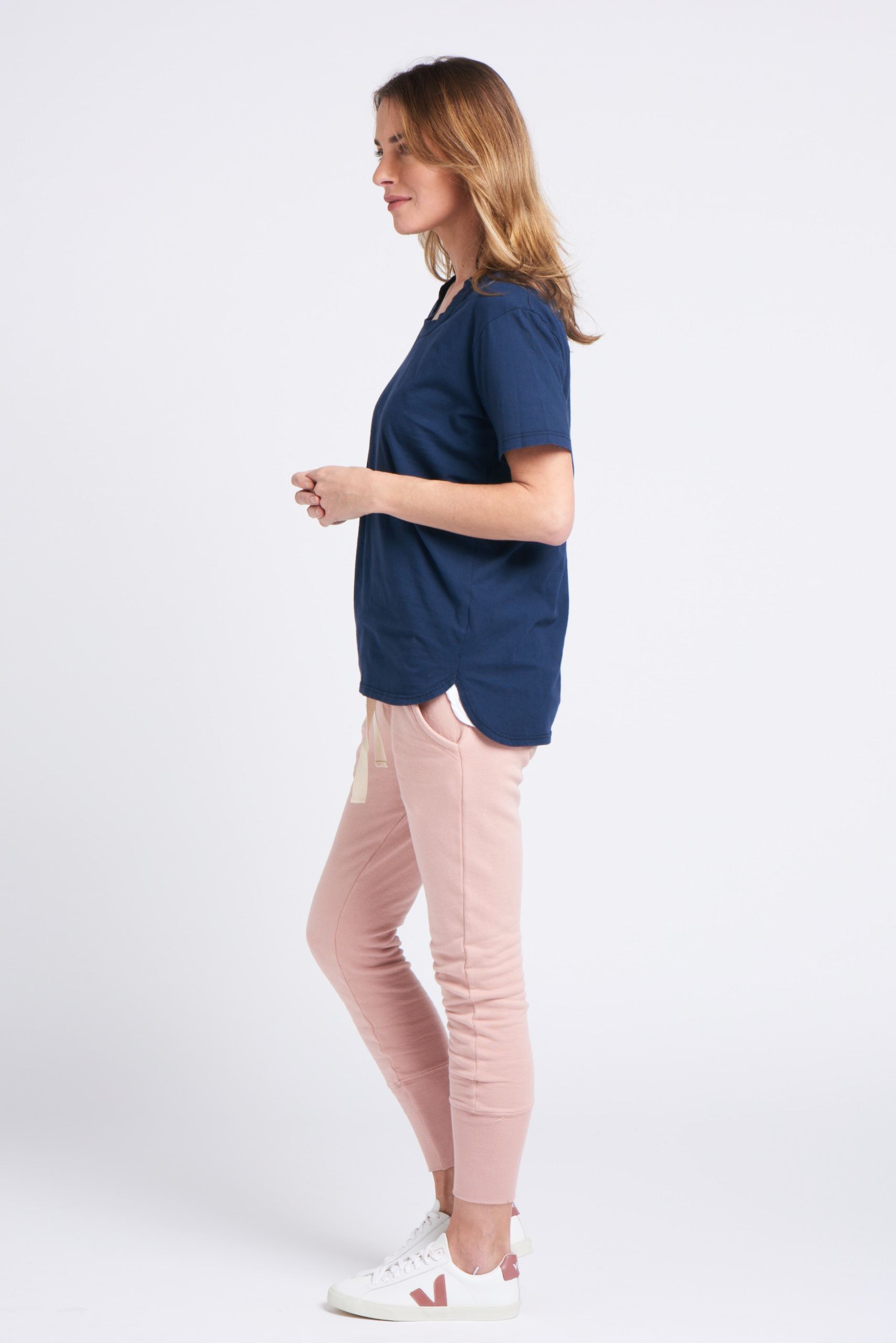 0400~WHITE LINE Crew Neck TRIBALS Organic Cotton T-Shirt
