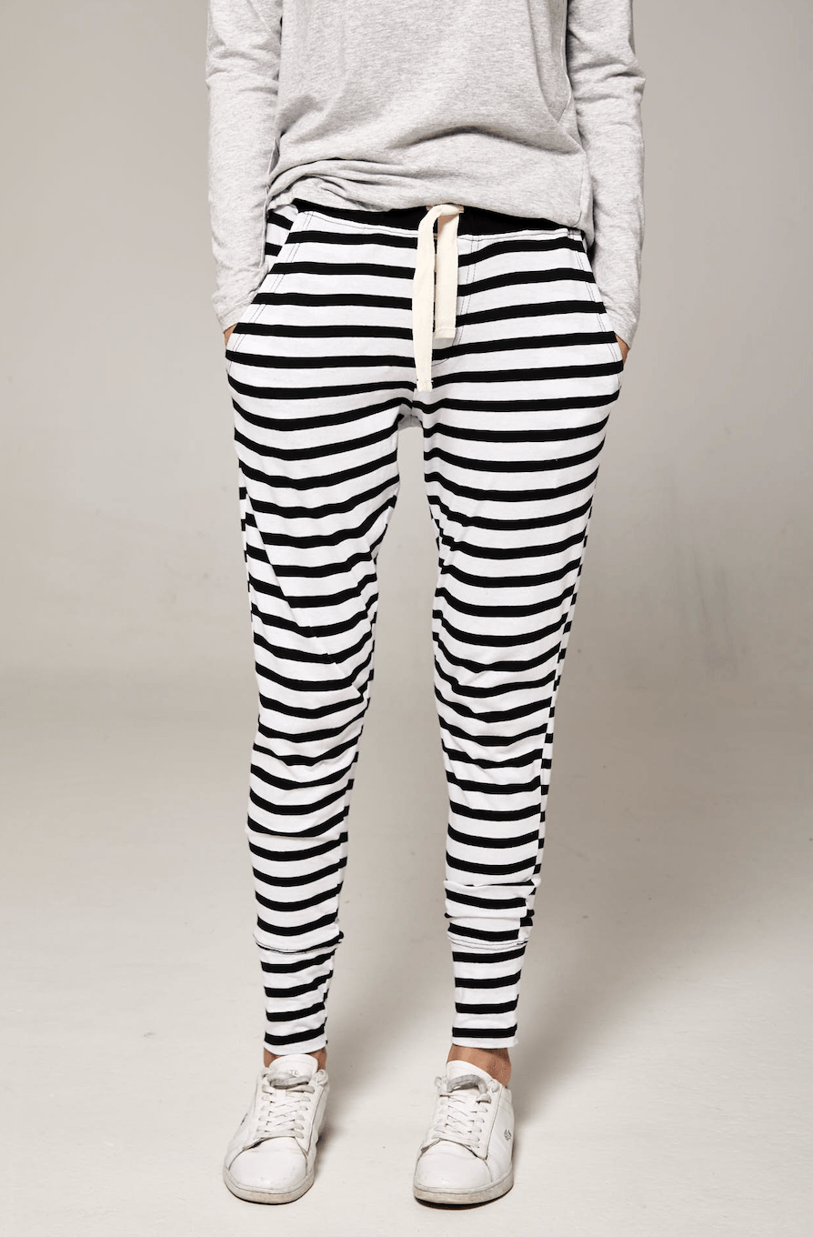 White 2025 striped joggers