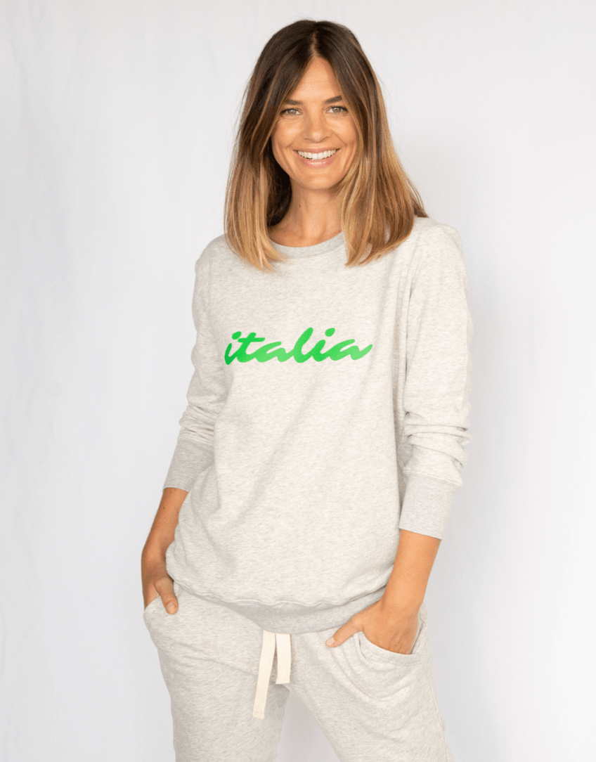 Boyfriend Sweater Grey Marl ITALIA Sweater Organic Crew 